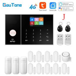 System Gautone 3g 4g Gsm Wifi Security Alarm System for Home and Business Multilanguage Tuya Smart Life App Control Work with Alexa