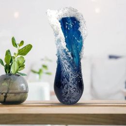 Vases High Appearance Level Dark Blue Resin Modern Simplicity Living Room Household Retro Creative Light Luxury Wave Table Vase
