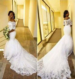 2017 Tulle Lace Black Girl South Africa Mermaid Wedding Dresses Arabic Style Back Court Train Vestidos De Novia Robe De Mariage Br5516246