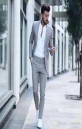 latest grey wedding tuxedos mens slim fit suits casual custom mens business formal groomsmen suits 2 pieces costume jacket pants8172621