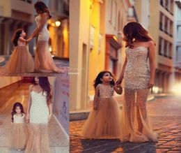 Gold Prom Dresses Pageant Sweetheart Floor Length Backless Mother and Girls Pageant Dresses 2019 Sweetheart Party Evening Gowns5099725