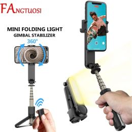 Microphones Fangtuosi Wireless Bluetooth Handheld Gimbal Stabilizer Mobile Phone Selfie Stick Tripod with Fill Light Shutter for Ios Android