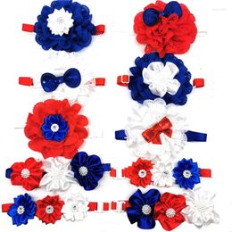 Dog Apparel 50pcs 4th Of July Independence Day Bowties Flower Necktie Adjustable For Puppy Middle Large Pet Accessories