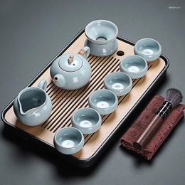 Tea Trays Gongfu Storage Tray Luxury Vintage Chaban Serving Kitchen Drip Plateau De Service Bamboo Accessories
