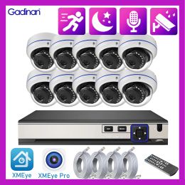 System Gadinan Outdoor Dome 4K 8MP POE 10CH NVR IP Camera System Kit Security Vandalproof Audio Motion Detection CCTV Home Video Set