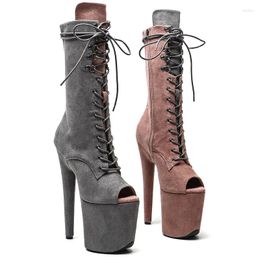 Dance Shoes Leecabe 20cm/8inches Suede Upper Two Colour Mix Open Toe Fashion High Heel Platform Pole Dancing Boot