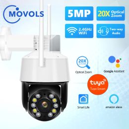 Cameras MOVOLS 20X Zoom Wireless PTZ 5MP TUYA Wifi Two Way Audio IP Camera AI Auto Tracking Outdoor Waterproof 100m IR Security Camera