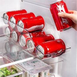 Storage Bottles 1pc Refrigerator Organizer Bins Soda Can Dispenser Beverage Holder Clear Plastic Food Pantry Kitchen Accessories