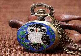 Vine Classical Watches Mini Size Small Dial Lovely Owl Bronze Quartz Pocket Watch for Men Women Kid Necklace Chain Gift8578998