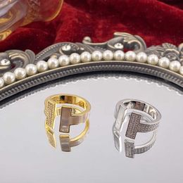 Brand charm version of Beimu micro inlaid letter TFF opening Personalised high-end feeling ring niche design index finger