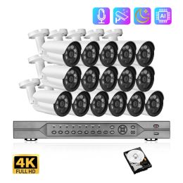 System Gadinan 16CH 8MP HD CCTV System 720/1080P POE NVR Outdoor Colour Night Vision IP Camera 5 in 1 Video Recorder Surveillance Kit