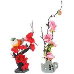 Dinnerware Sets 2 Pcs Sushi Decoration Ornament Flower Fake Plant Serving Plate Artificial Plants Themed Gifts Accessory