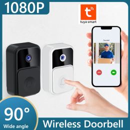 Doorbells 1080p Uhd Wireless Doorbell Tuya App 2.4g Wifi Wireless Video Doorbell Night Vision Door Bell Camera Voice Change for Apartments