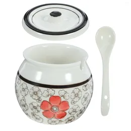 Dinnerware Sets Spice Jar Household High Temperature Resistance Salt Holder Red Seasoning Container Ceramic