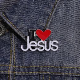 I Love Jesus Enamel Pins Custom Phrase With Heart Brooches Shirt Collar Lapel Badges Simple Jewellery Gift for Kids Friends