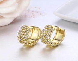 Hoop Earrings Love Peach Heart Cluster CZ Zirconia Small Loop Huggie For Women Brass Gold Color Jewelry Oorbellen Aretes Arose7080432