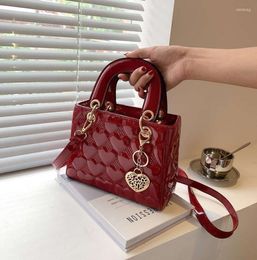 Evening Bag Heart Embossed Designer Leisure Handbags Chic Luxury Patent Leather 2024 Small Shoulder Messenger Purses Women Hand