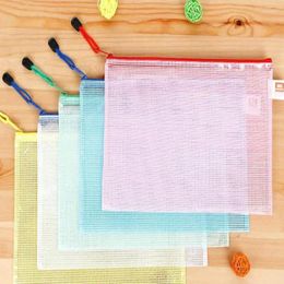 Storage Bags A4 Grid Transparent Document Organiser PVC Zipper Stationery School Handle Paper Pouch File A3/A4/A5/A6 Bag