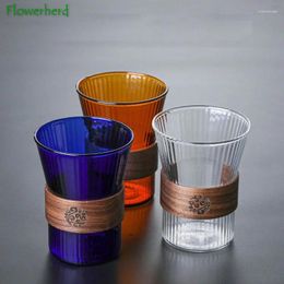 Wine Glasses High Borosilicate Glass Hanging Ear Coffee Cup Coloured Tea Wooden Holder Household Single Layer