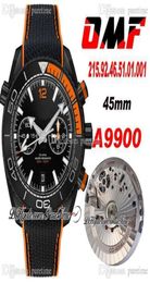 OMF Cal A9900 Automatic Chronograph Mens Watch PVD Steel Black Orange Sandblasted Bezel And Dial Nylon Rubber Strap 21592465104688678