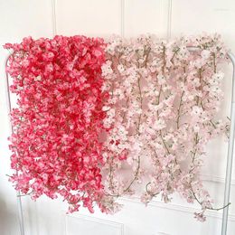 Decorative Flowers 256 Heads 180CM Artificial Cherry Blossom Vine Wrapped Around Air Conditioning Pipes Silk Flower Wedding Ceiling