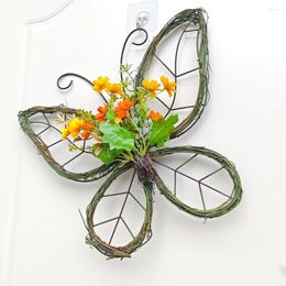 Decorative Flowers Spring Decoration Butterfly Garland Simulation Flower Door Window Hangings Home Sunflower Wreath Small