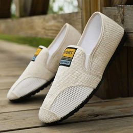 Casual Shoes 2024 Spring Summer Men's Hollow Breathable Canvas Fashion Loafers Light Zapatillas De Hombre