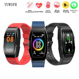 Wristbands 2022 New Smart Sports Bracelet Body Temperature Heart Rate Blood Pressure SPO2 Fitness Monitoring Watches for Men Women F18