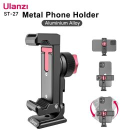 Monopods Vijim Ulanzi St27 Metal Phone Holder Clamp with Cold Shoe Arca 360°rotatable Tripod Mount Clip for Tiktok Vlog Photography