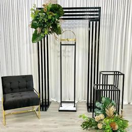 Decorative Plates Arch Metal Frame Wrought Iron Screen Wedding Background Decoration Props Geometric Artificial Flower Stand