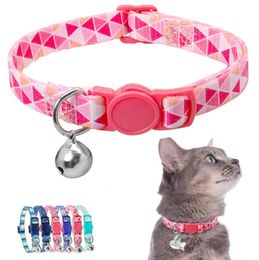 60 pcs Kitten Cat Collar Quick Release Cat Collar Nylon Pet Collars Breakaway Necklace With Bell Pet Accessories7970094