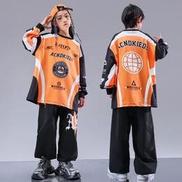 Boys Girls Teenage Streetwear Hip Hop Sport Sweatshirt Pant Sets Children Tracksuit Kids Tshirt Trousers Dance Clothes Costumes 240328