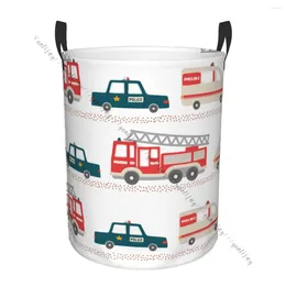 Laundry Bags Bathroom Organizer Cartoon Ambulance And Fire Truck Folding Hamper Basket Laundri Bag For Clothes Home Storage