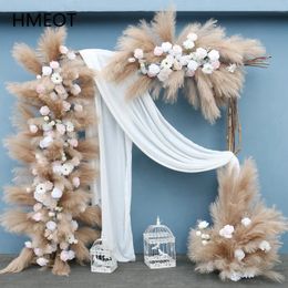 Reed Pampas Grass Rose Wedding Backdrop Arch Decor Floral Arrangement Event Party Stage Props Floor Flower Ball Window Display 240328