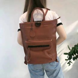 Backpack British Genuine Leather School Bag Women Notebook Year's Gift For Teenager Laptop