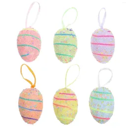 Decorative Figurines 6Pcs Easter Egg Decorations Hanging Foam Eggs Ornament For DIY Crafts Spring Party