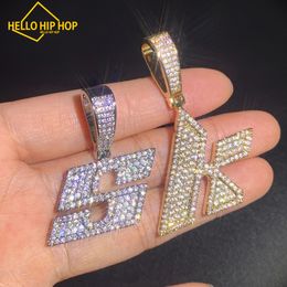 Hello hip-hop Irregular Single Letter Necklace For Men Women Solid Back Micro Pave Zirconia Number Hip Hop Necklace Chain Jewellery A~Z