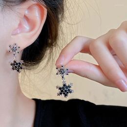 Stud Earrings Silver Needle Cold Wind Personality Design Zircon Snowflake Niche Temperament Ear Accessories Women