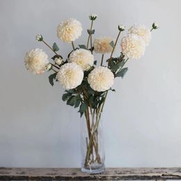Decorative Flowers 31.6" Artificial Dahlia Blossom Branch-Ivory/Beige Flower Stem DIY Florals|Wedding/Home Decoration/Bouquets/Centerpiece