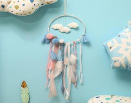 Feather Handmade Dream Catcher Indian Style Crafts Woven Wall Hanging Decoration White Dreamcatcher Wedding Hanging Decorations GA2454319