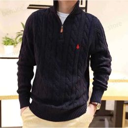 2024 Men's Sweaters Mens Sweater Designer Polo Half Zipper Hoodie Long Sleeve Knitted Horse Twist High Collar Men Woman S Embroidery Advanced Design vnh668