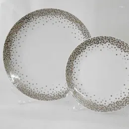 Plates Golden Dotted Modern Round Ustensiles De Table Kitchen Restaurant El Dinner Pasta Set