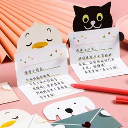 Gift Wrap 6PCS Bear Blessing Thank Envelope Folded Cartoon Decoration Letter Paper Ins Cute Greeting Card Year