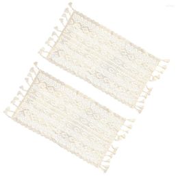 Bath Mats 2 Pcs Cup Coasters Table Cover Wedding Covers Rural Romantic Tablecloth Runner Ghee Lace