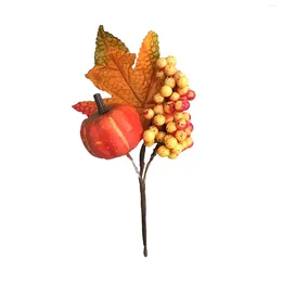 Decorative Flowers Simulated Pumpkin Ornaments Artificial Branches Berries Picks For Christmas Wreath Decor