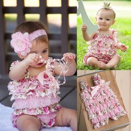 Clothing Sets Born Infant Baby Girls Romper Ruffle Lace Cake Floral Jumpsuit Outfits Rompers Pink Children'S