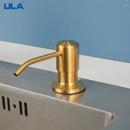 Liquid Soap Dispenser ULA Gold Kitchen Sink Bottle Mount Stainless Steel Head Hand Press