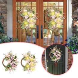 Decorative Flowers Easter Wreath Egg Wall Hanging Artificial Flower Garland Holiday Decorations Door Decoration