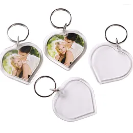 Keychains 25PCS Clear Acrylic Love Heart Blank DIY Insert Po Picture Frame Split Keyring Key Ring Keychain Snap-in Keyholder