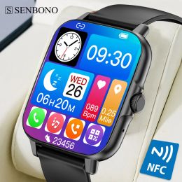 Watches SENBONO Smart Watch Men NFC Bluetooth Call Custom Watch Face Heart Rate Monitor Waterproof Watches Sports Smartwatch Women+Box